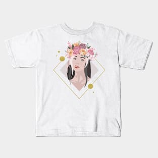 Boho Woman Portrait Kids T-Shirt